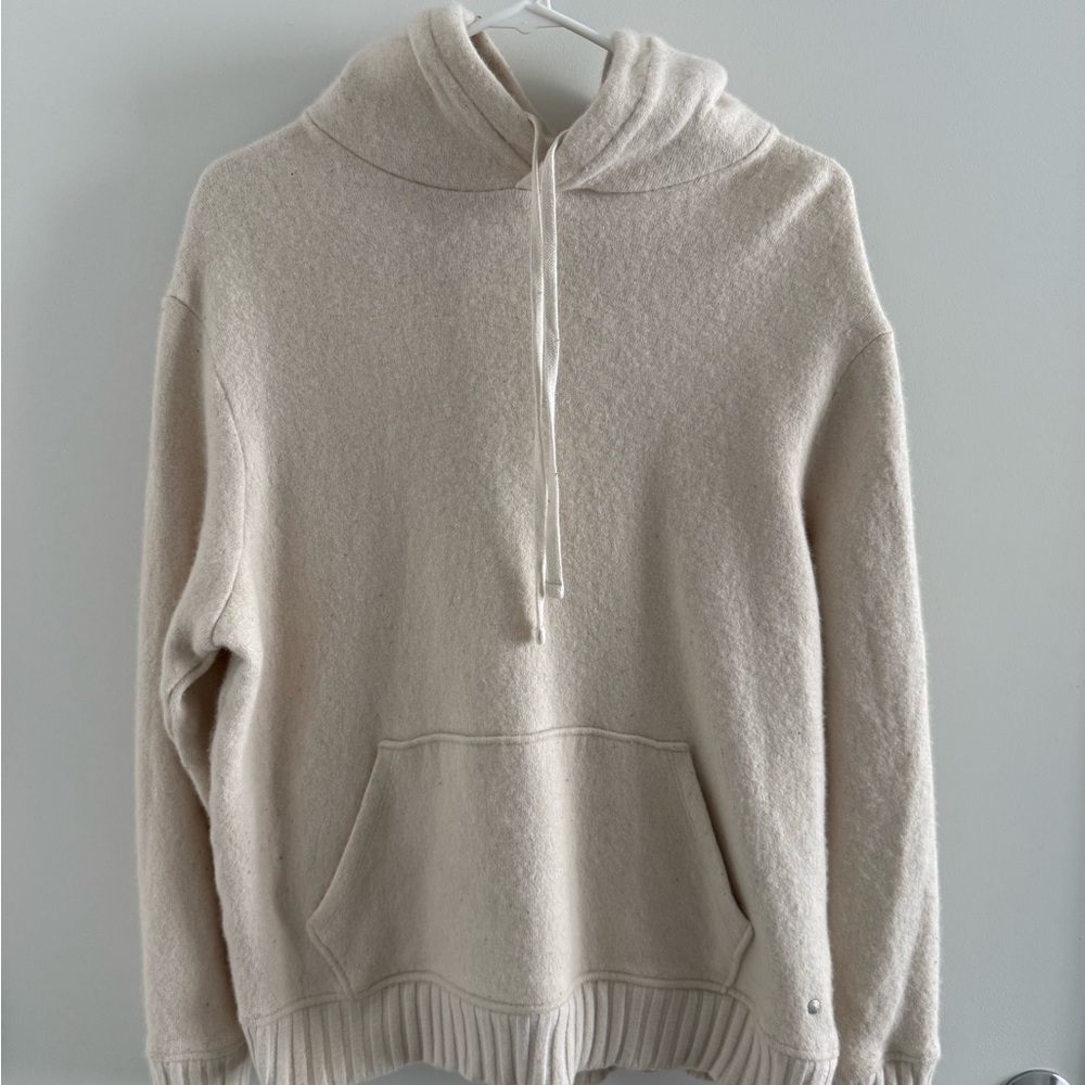 All Saints Cream Half-Zip Sweater with High Collar